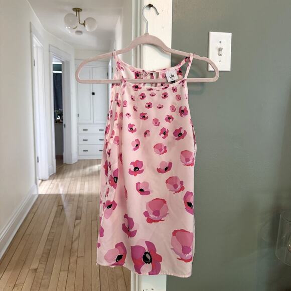 CAbi Pink Floral Tank Top Blouse Women's Size Medium - Picture 1 of 3